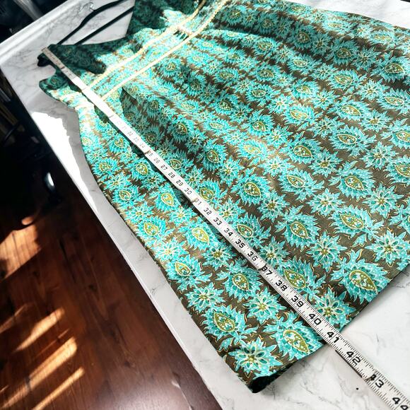 Cynthia Howie Satin Ornate Floral Sheath Dress Women's Size 12 linen/silk - Picture 8 of 13